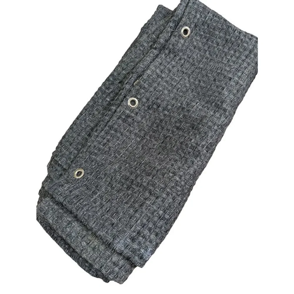 MARLED CHARCOAL GRAY WOVEN, FABRIC SHOWER CURTAIN, WAFFLED/BASKET WEAVE! SZ- STD